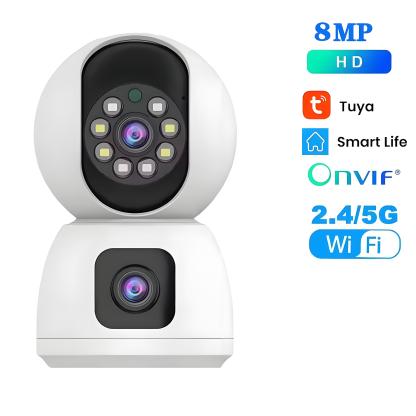 8MP Dual Lens 5G WIFI Camera Tuya Smart PTZ 4K HD Dual Screen Auto Tracking Indoor Wireless Security Video Surveillance Cameras