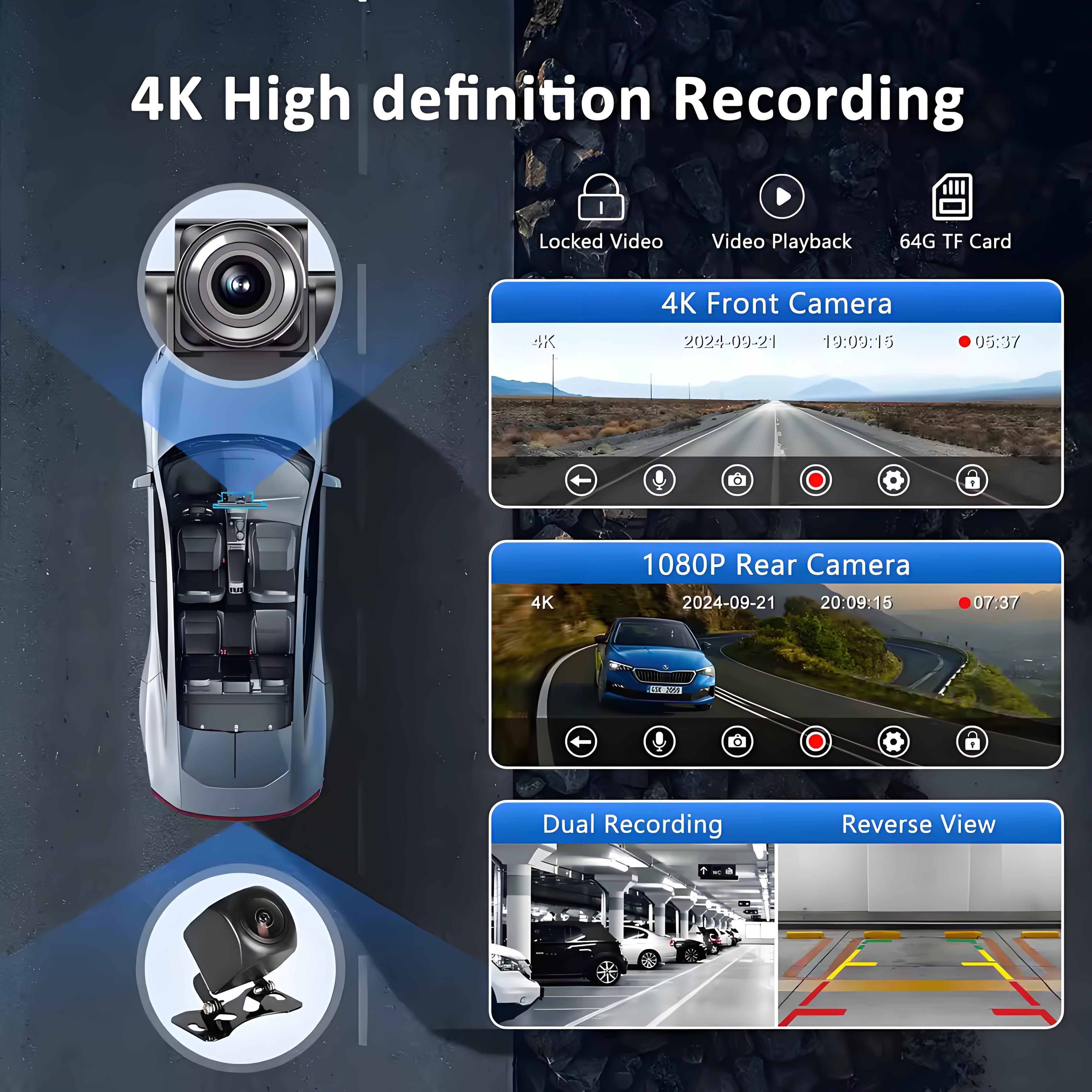 Wireless Apple Carplay Screen for Car 4K Dash Cam and 720P Backup Camera 10.26Inch Carplay & Android with GPS Navigation Dashcam