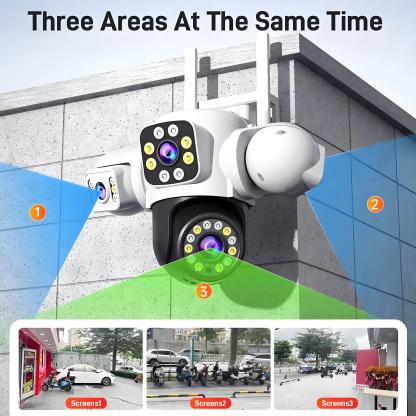 6K 12MP Three Screen WiFi IP Camera Outdoor Three Lens Security Camera AI Auto Tracking Monitoring Yoosee APP CCTV Surveillance
