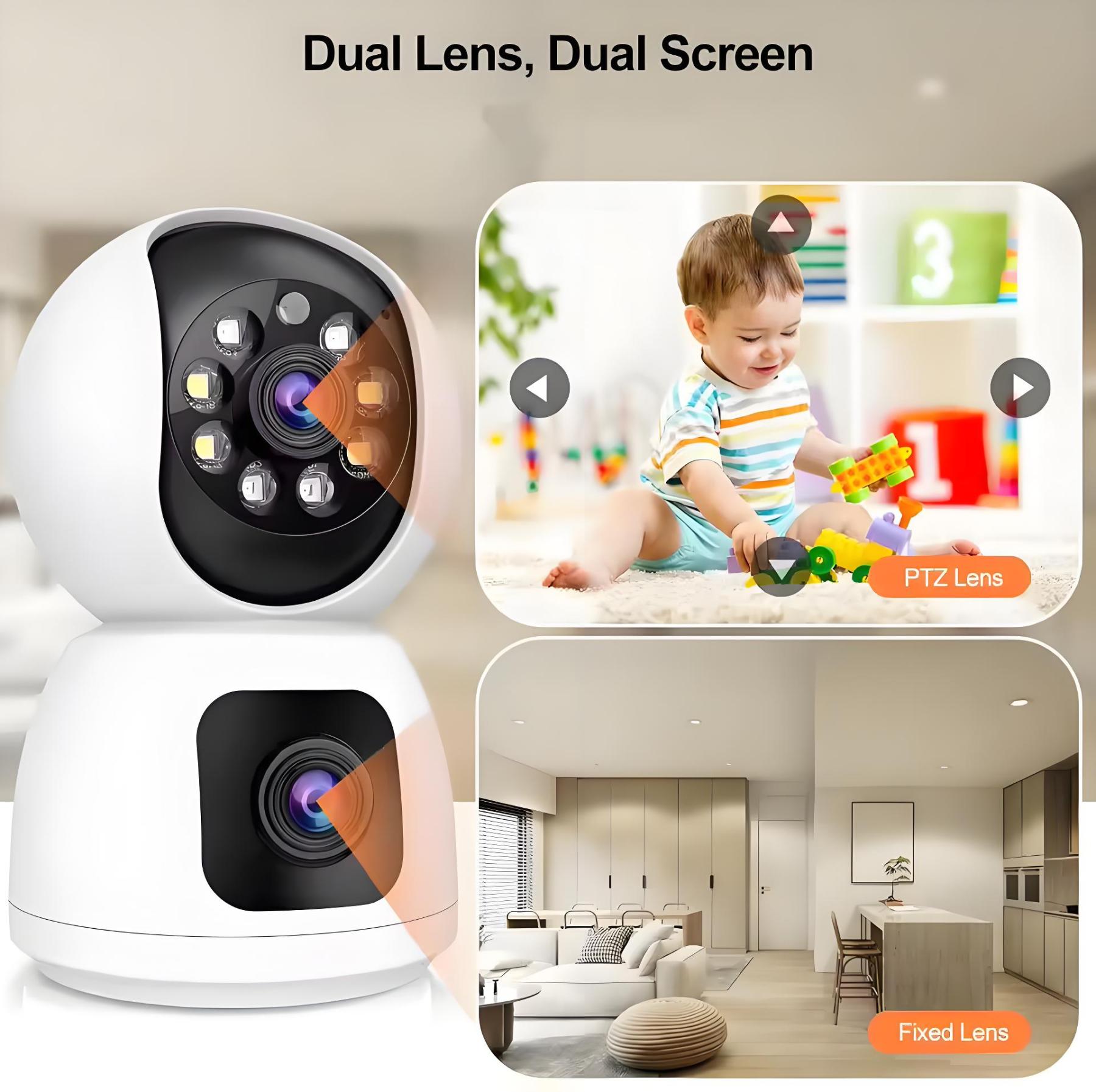 8MP Dual Lens 5G WIFI Camera Tuya Smart PTZ 4K HD Dual Screen Auto Tracking Indoor Wireless Security Video Surveillance Cameras