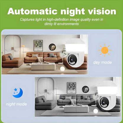 Tuya E27 Light Bulb Dual Screen WiFi Camera 5MP Indoor 5x Zoom PTZ Security Camera IR Color Night Vision Wireless Surveillance