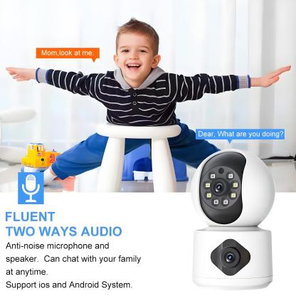 8MP 5G WiFi Camera Indoor Dual Lens Baby Monitor Color Night Vision Camera 4k Dual Screen Auto Tracking Video Surveillance