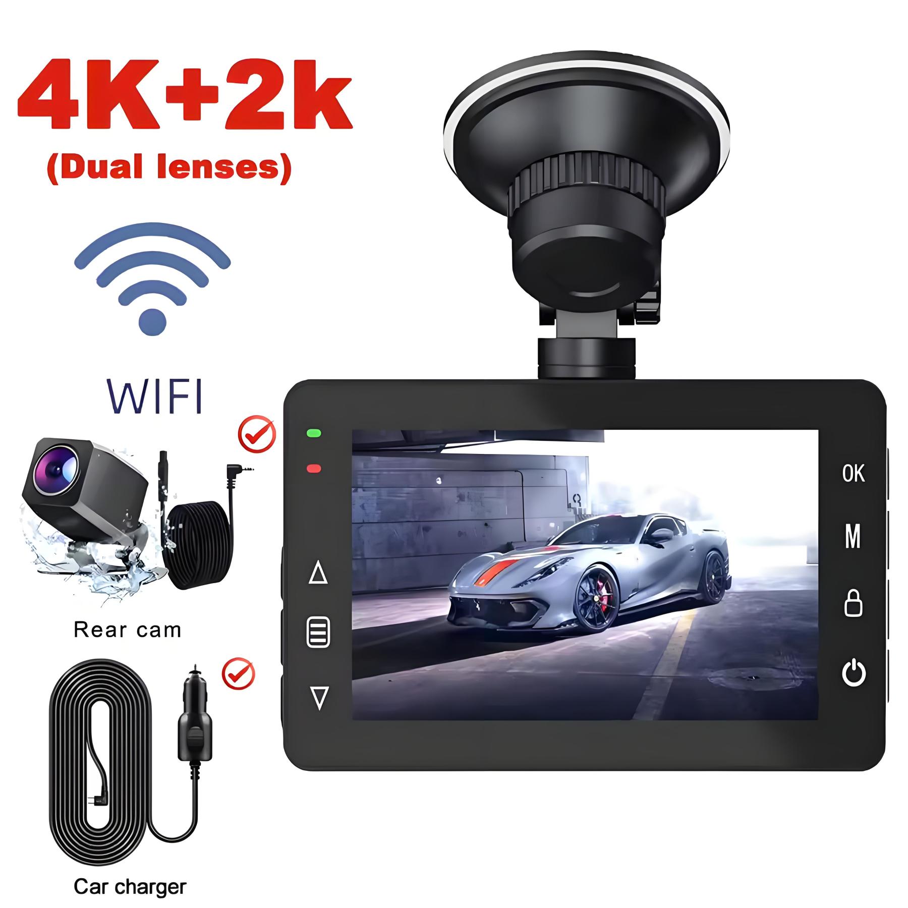 Dash Cam Dual Lens 4K HD Recording Car Camera DVR 2K Rear Camera With 