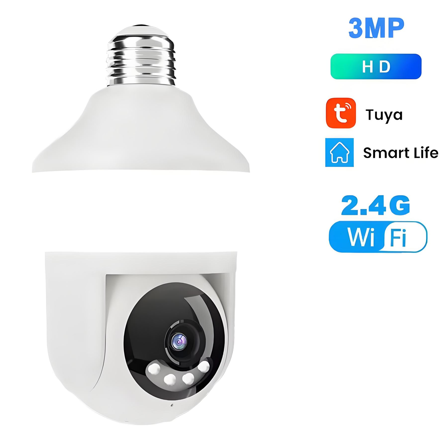 Tuya E27 Light Bulb Dual Screen WiFi Camera 5MP Indoor 5x Zoom PTZ Sec