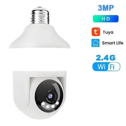 Tuya E27 Light Bulb Dual Screen WiFi Camera 5MP Indoor 5x Zoom PTZ Security Camera IR Color Night Vision Wireless Surveillance