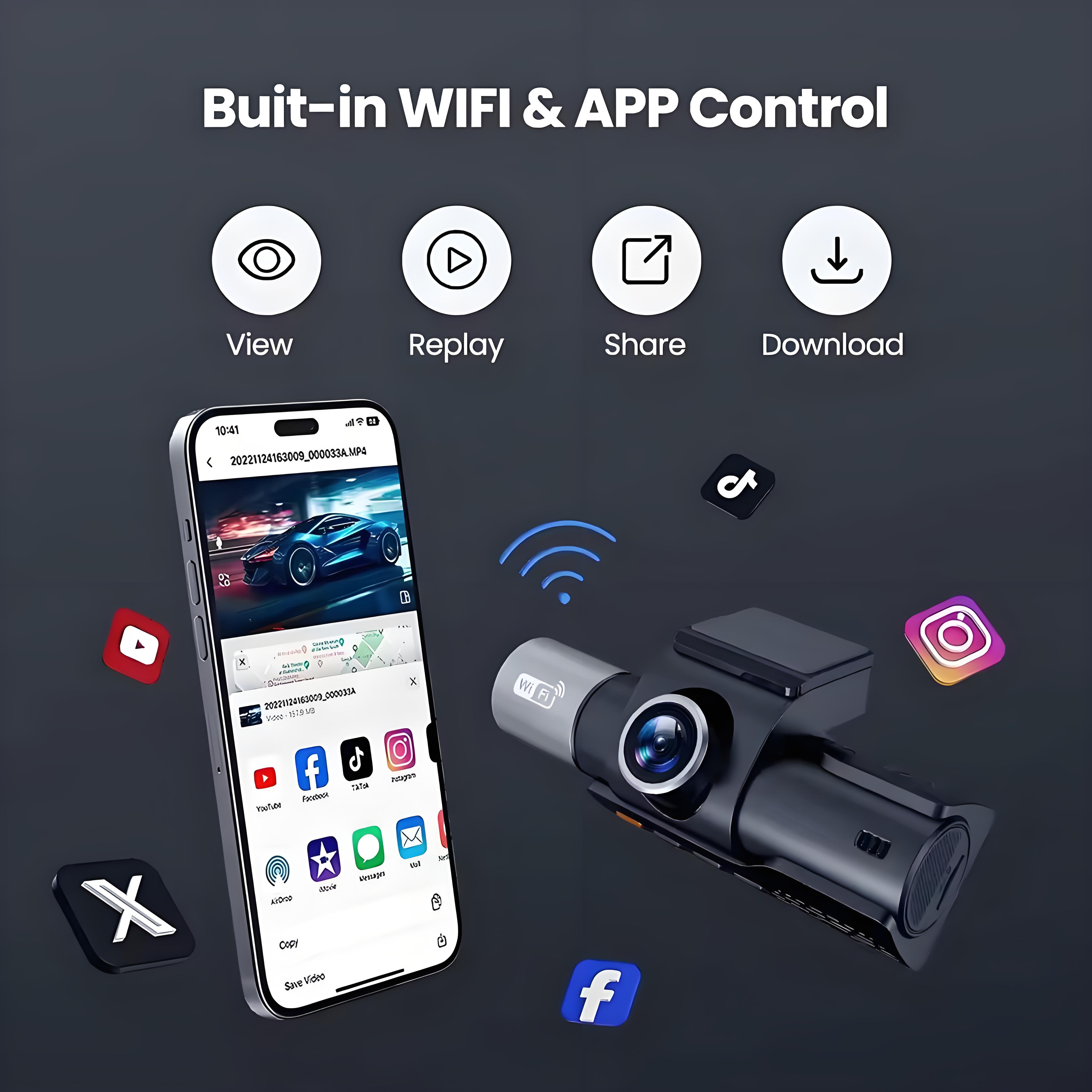 3 Channel Dash Cam for Cars Camera UHD 4K 3-Lens GPS Wifi Dashcam Video Recorder Rear View Camera for Vehicle Car DVR Camcorder