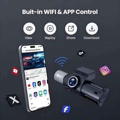 3 Channel Dash Cam for Cars Camera UHD 4K 3-Lens GPS Wifi Dashcam Video Recorder Rear View Camera for Vehicle Car DVR Camcorder