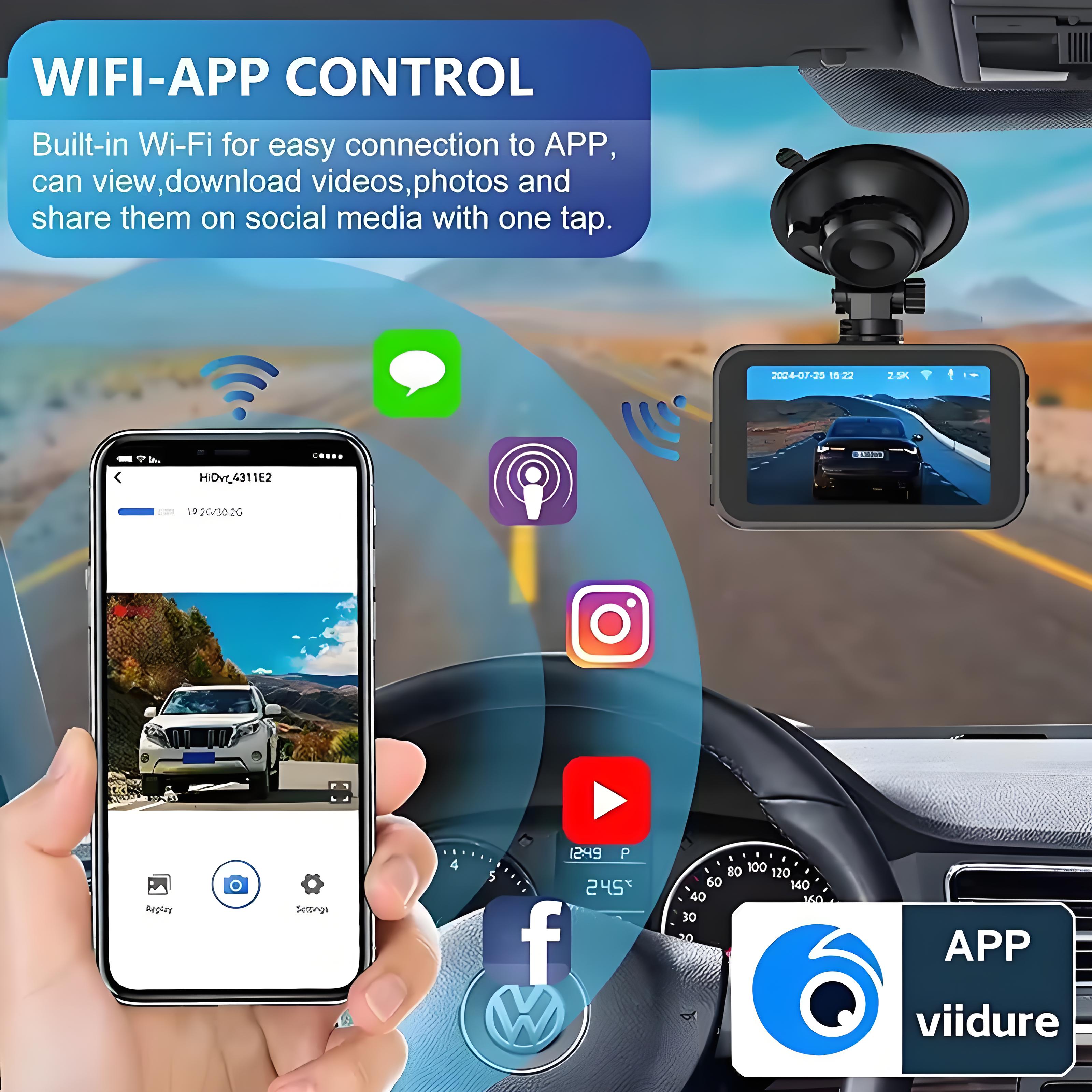 4K WIFI Dual Camera Dash Cam for Cars HD Front and Rear Car DVR GPS Video Recorder 24H Parking Monitor Black Box Car Accessories