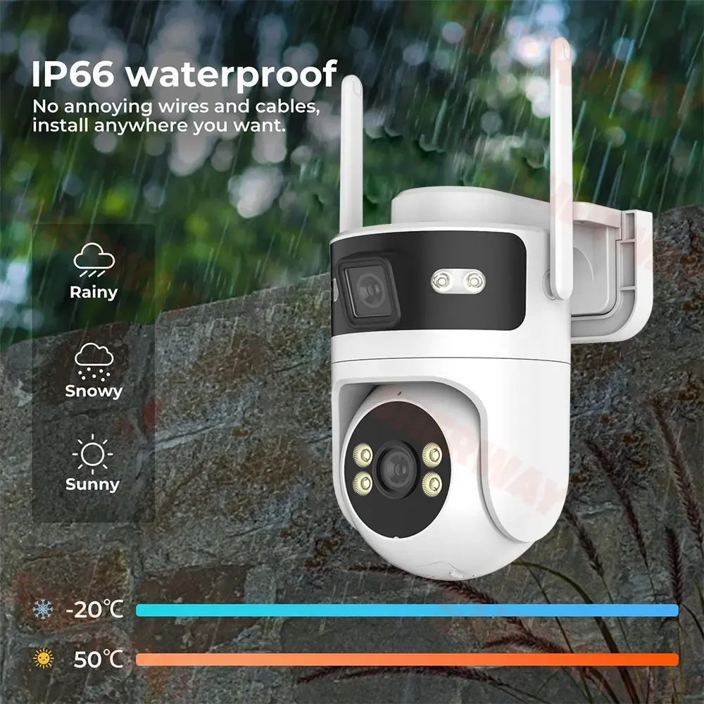 Tuya WiFi Outdoor Dual Lens Camera 4K 8MP Dual Screen PTZ Security Camera Motion Detection Auto Track CCTV Wireless Surveillance