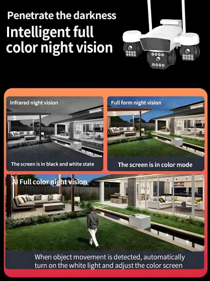 Three Lens PTZ IP Camera Outdoor 6K 12MP HD Three Screen WiFi Security Camera Auto Tracking Triple Screens Wireless CCTV Camera