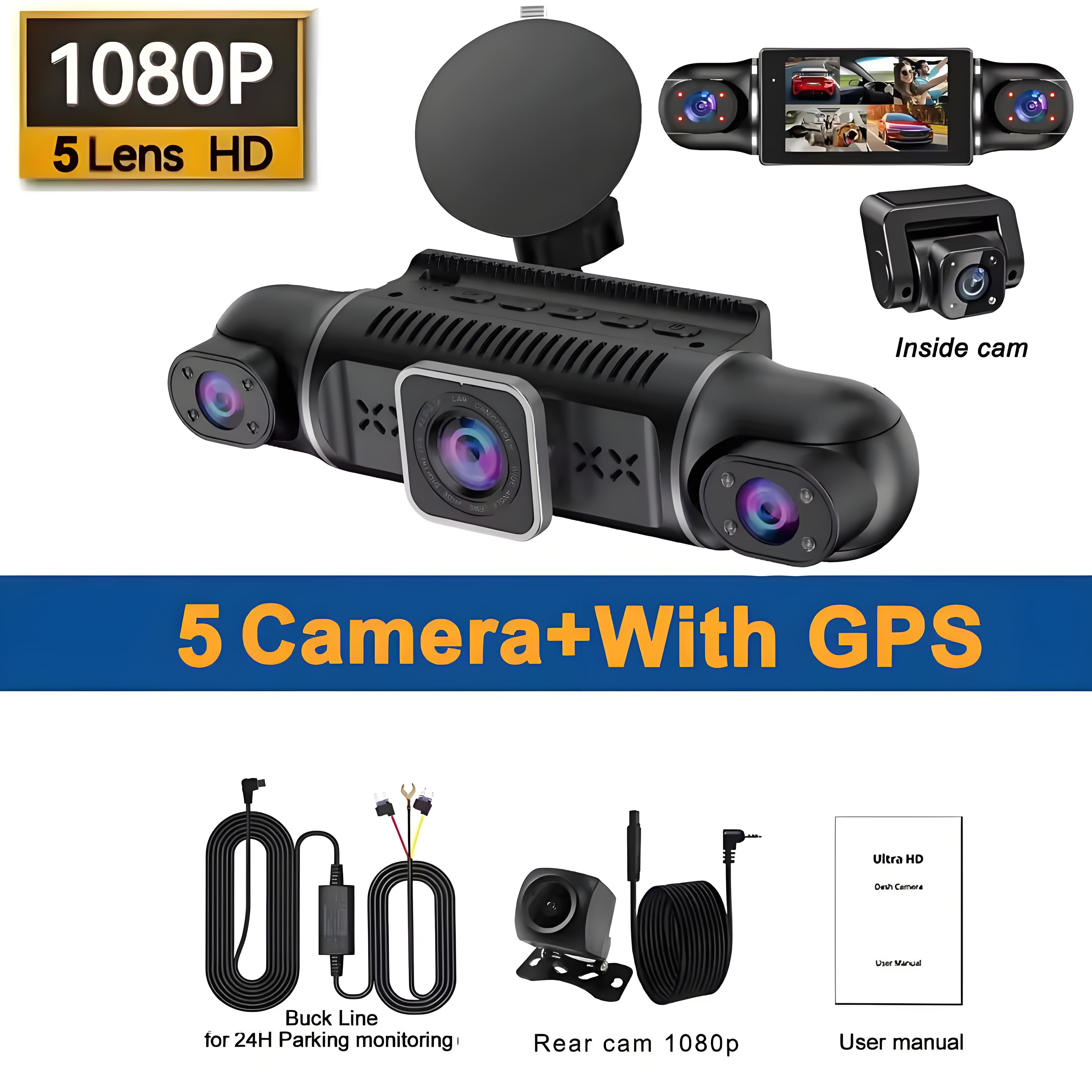 5 Channel Car DVR UHD 1080P 5-Lens Inside Vehicle Dash Cam 360° All Sides Car Camera Wifi Video Driving Registrator GPS Dash Cam