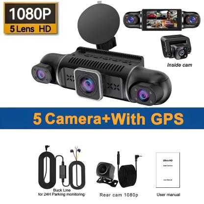 5 Channel Car DVR UHD 1080P 5-Lens Inside Vehicle Dash Cam 360° All Sides Car Camera Wifi Video Driving Registrator GPS Dash Cam
