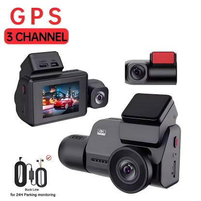 3 Channel Dash Cam 4K Car DVR Video Recorder 2 Inch 3 Lens Triple Lens Dash Camera Wifi GPS Car Camera 24H Parking Monitor