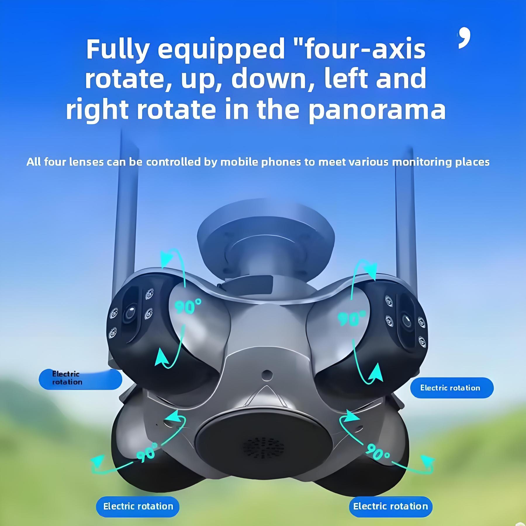 10K 20MP Home Security Outdoor WiFi Camera 4 Lens 4 Screen PTZ CCTV Wireless Surveillance Security Protection Auto Tracking Cam