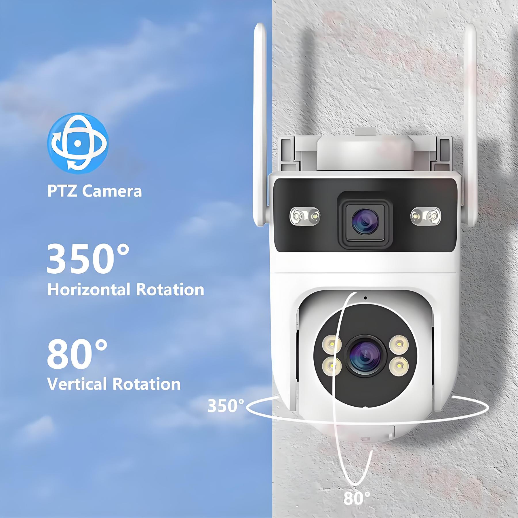 WiFi Outdoor Dual Lens Camera 4K 8MP Dual Screen PTZ Security Camera Motion Detection Auto Track CCTV Wireless Surveillance