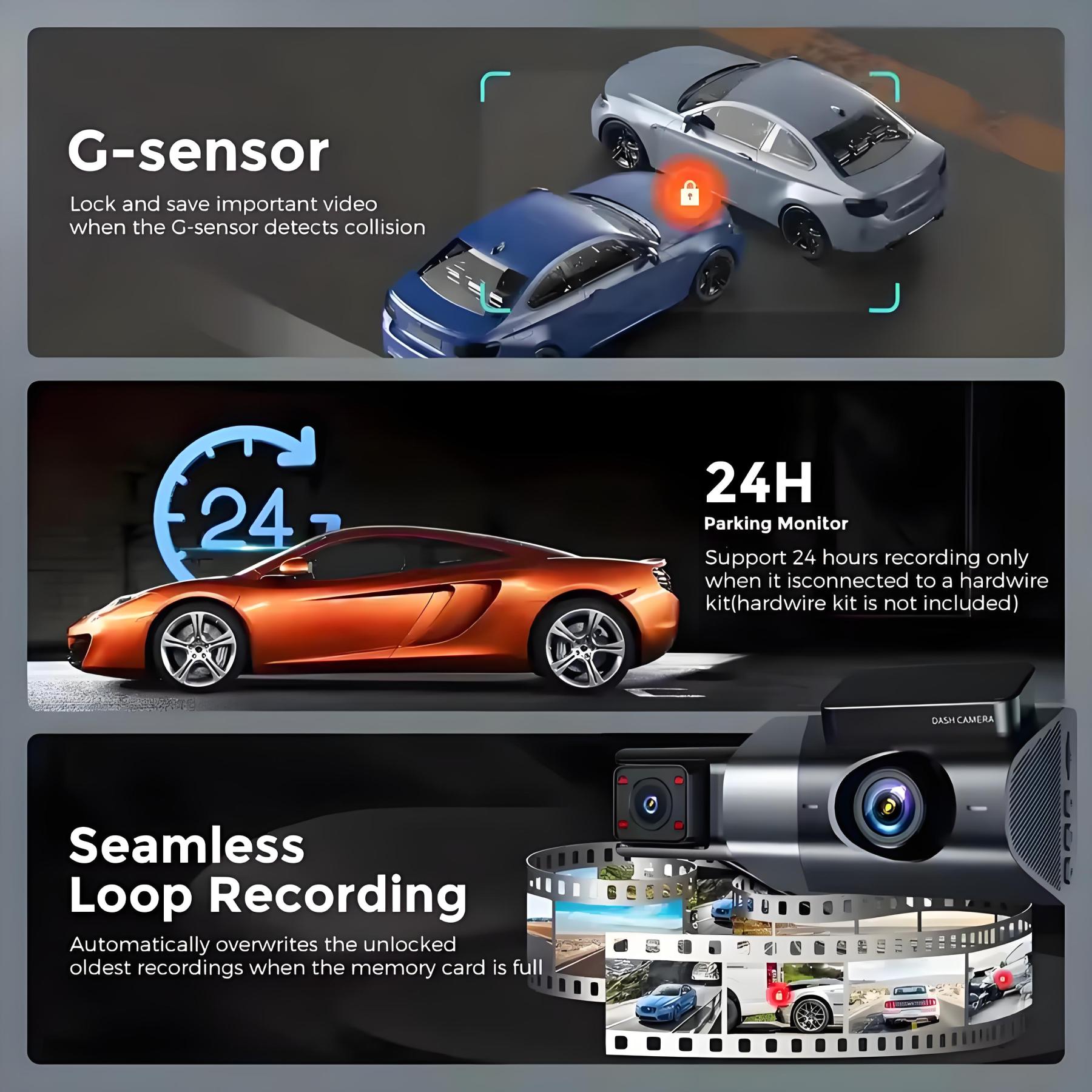  4K Car DVR 3-Channel Dash Cam Front Inside Rear View GPS WIFI Black Box for Cars Video Recorder Camera Car Accessories