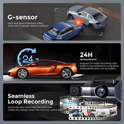  4K Car DVR 3-Channel Dash Cam Front Inside Rear View GPS WIFI Black Box for Cars Video Recorder Camera Car Accessories