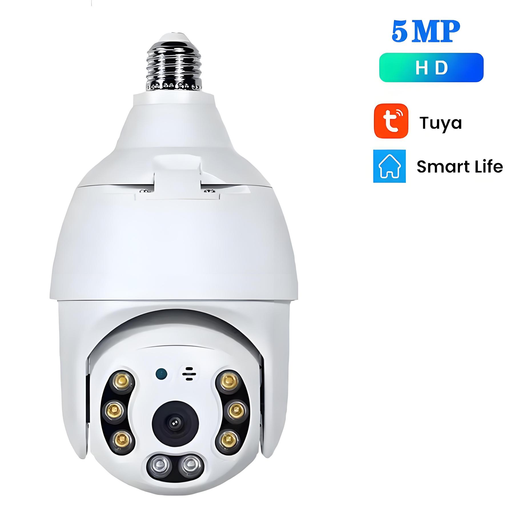 5MP Bulb Camera E27 WiFi Tuya Smart PTZ IP Security Camera CCTV Wirele
