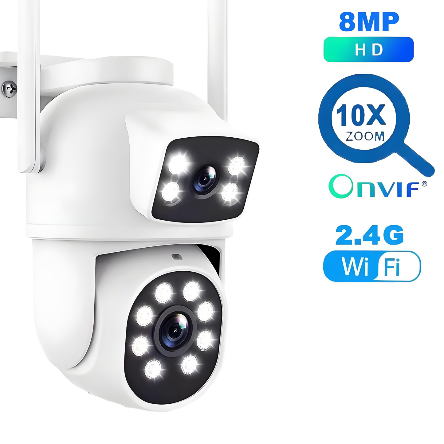 12MP Dual Lens WiFi Camera Outdoor 10x Zoom 4K Dual Screen PTZ Camera 