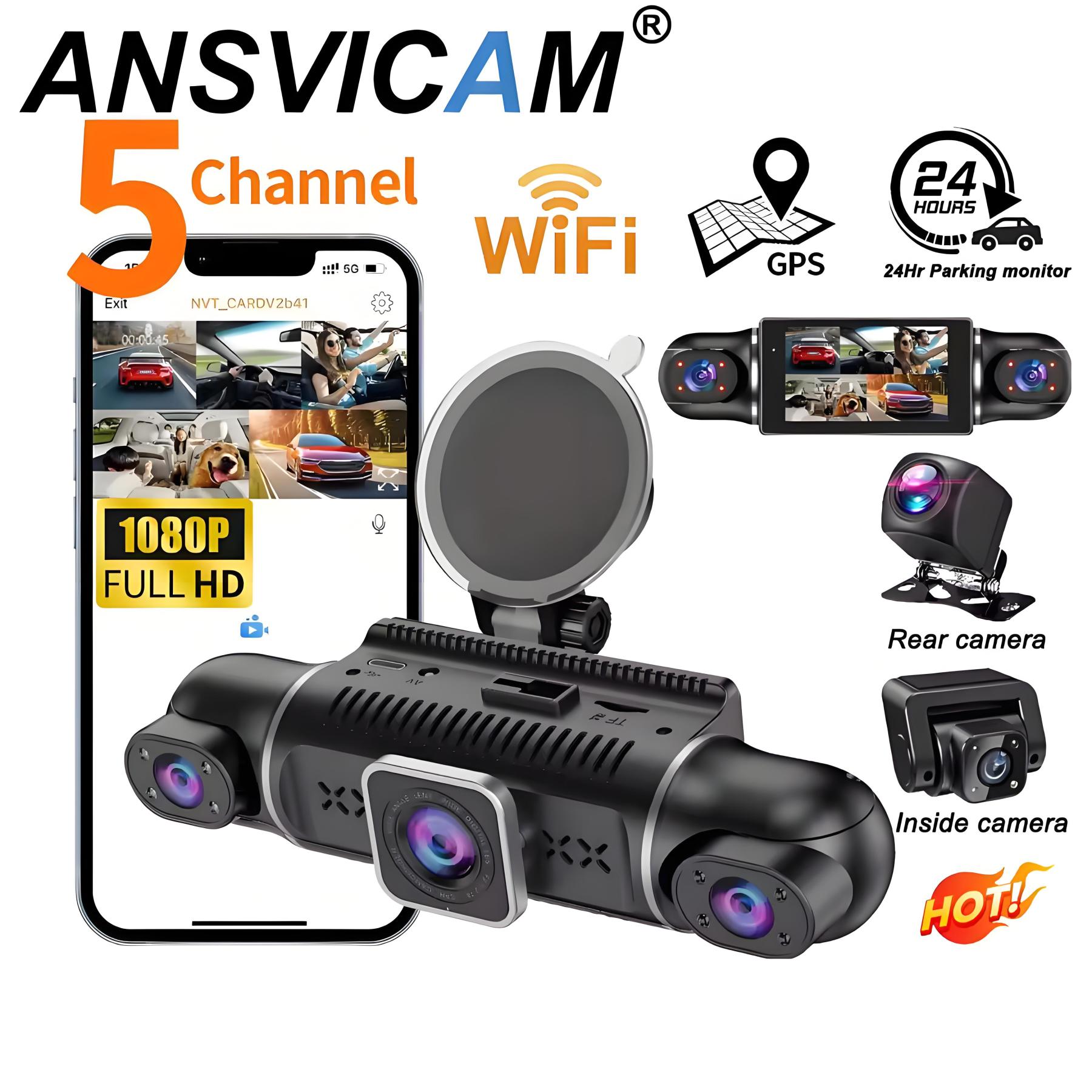 5 Channel Car DVR UHD 1080P 5-Lens Inside Vehicle Dash Cam 360° All Sides Car Camera Wifi Video Driving Registrator GPS Dash Cam