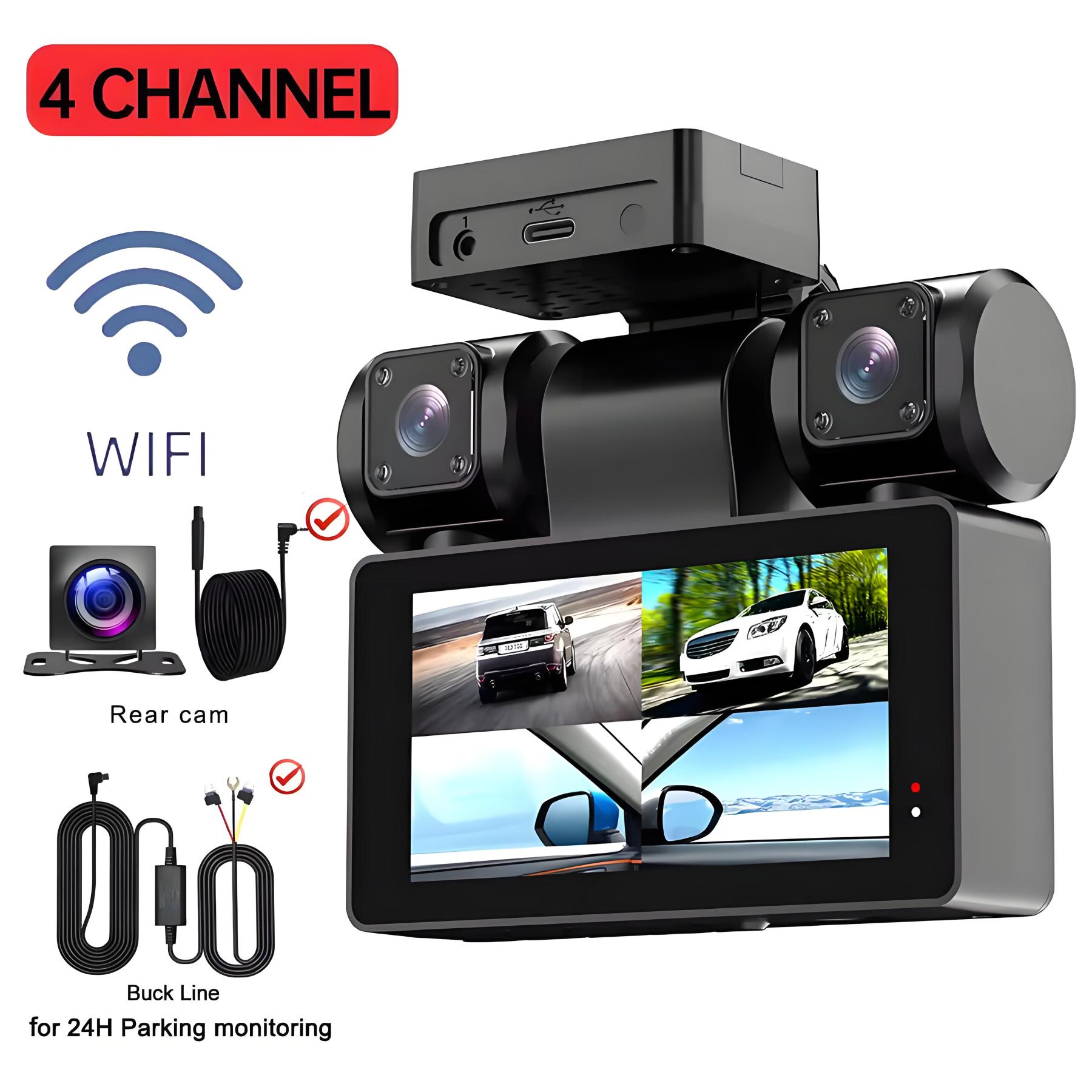 4 Channel Car DVR Dash Camera Wi-Fi GPS Car Camera 360 Dash Cam Front 
