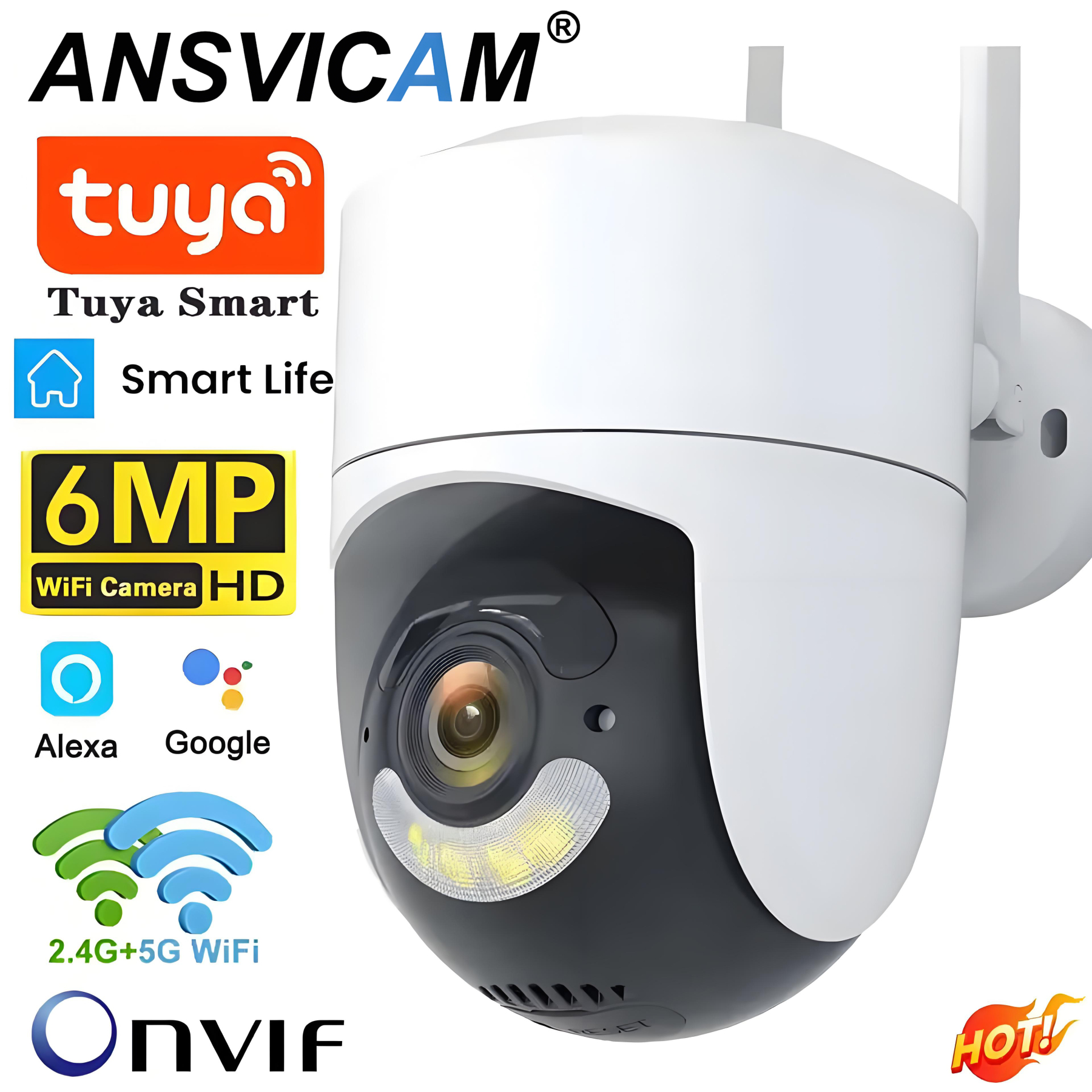 Tuya 5G WIFI Camera 6MP Outdoor PTZ Security Protection Camera CCTV Video Surveillance Motion Detection Color Night Vision Cam