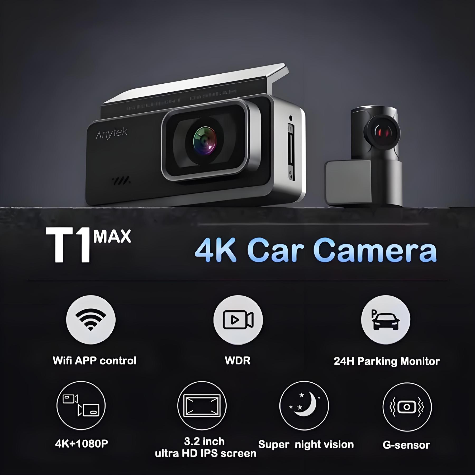 4K Dual Lens Car DVR GPS Dash Cam Front and Rear Car Camera HD 1080P Night Vision 24H Parking Monitoring Dashcam Video Recording