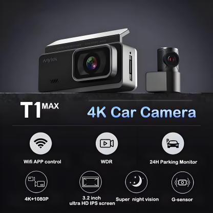 4K Dual Lens Car DVR GPS Dash Cam Front and Rear Car Camera HD 1080P Night Vision 24H Parking Monitoring Dashcam Video Recording