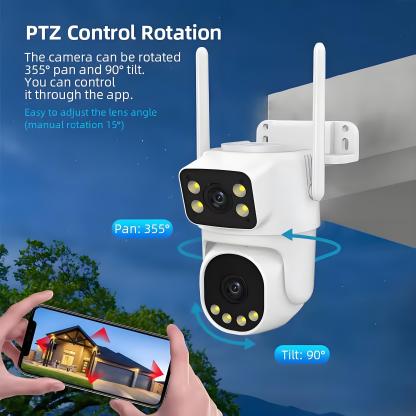 4K Tuya PTZ Dual Lens Camera 5G Wifi Outdoor 8x Zoom Security Camera 8MP Dual Screen Video Full Color Night Vision Surveillance