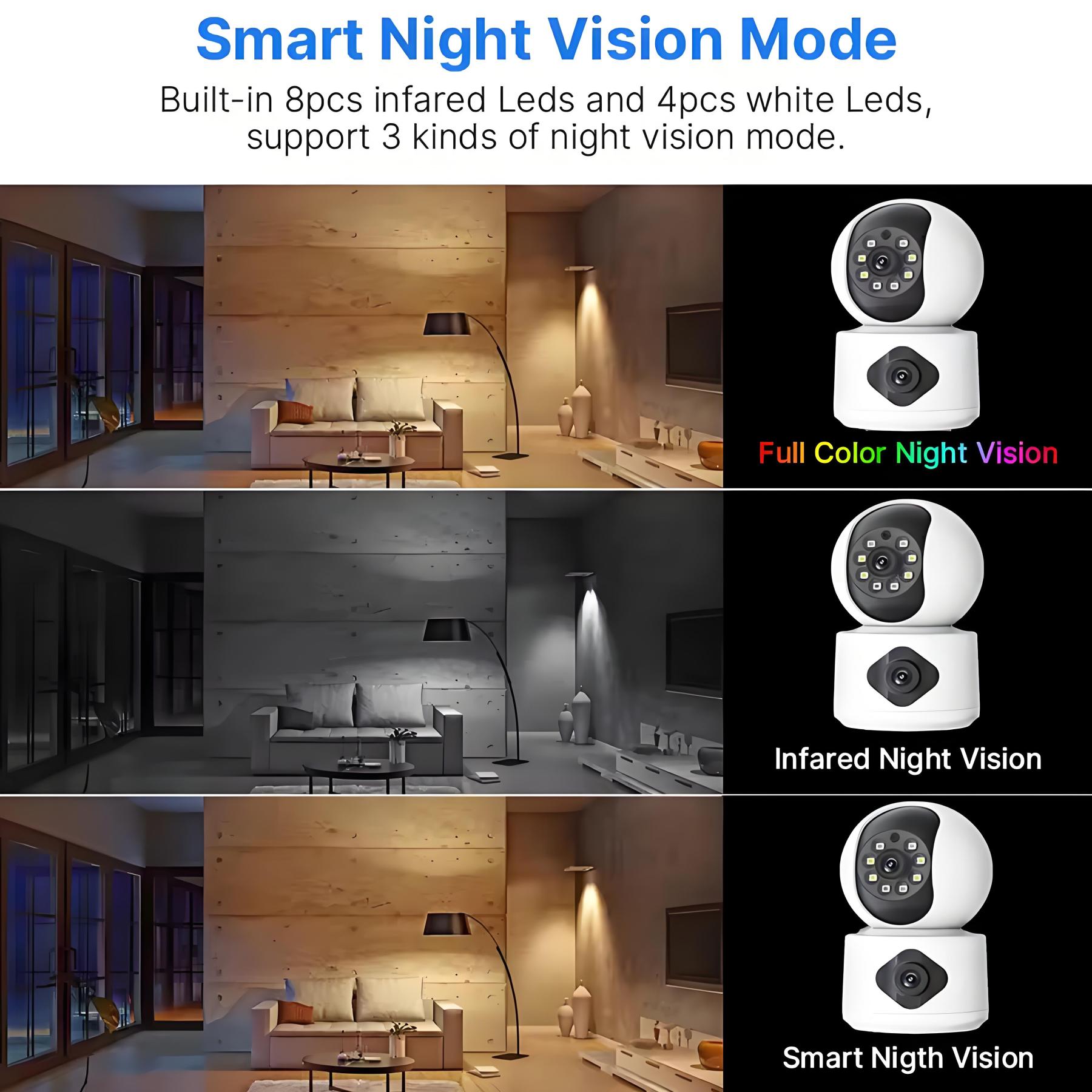 8MP 5G WiFi Camera Indoor Dual Lens Baby Monitor Color Night Vision Camera 4k Dual Screen Auto Tracking Video Surveillance