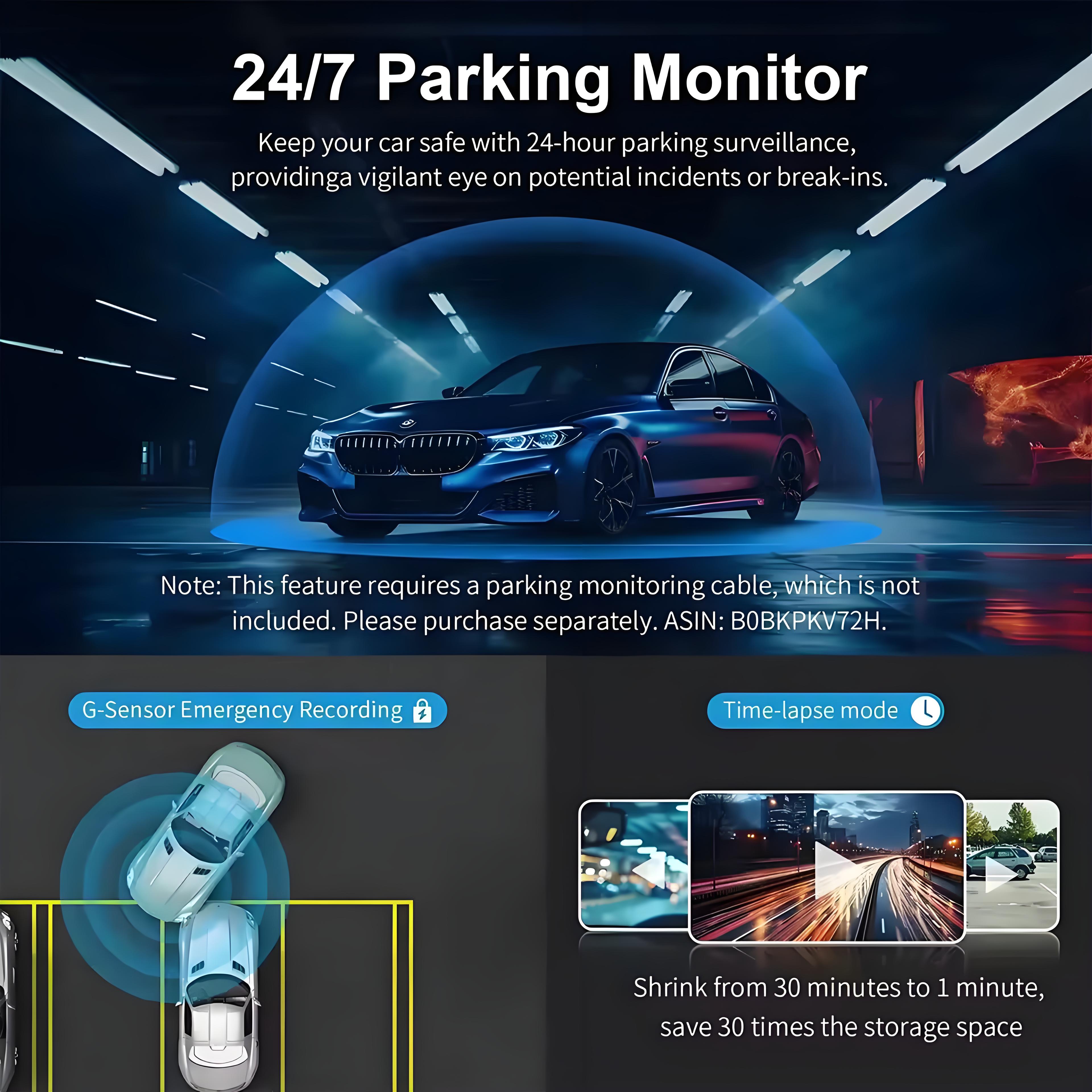 4K Dash Cam GPS WIFI APP 24H Night Vision Mini 2 Lens Dashcam Car Camera DVR Video Recorder Rear View Camera for Car Black Box