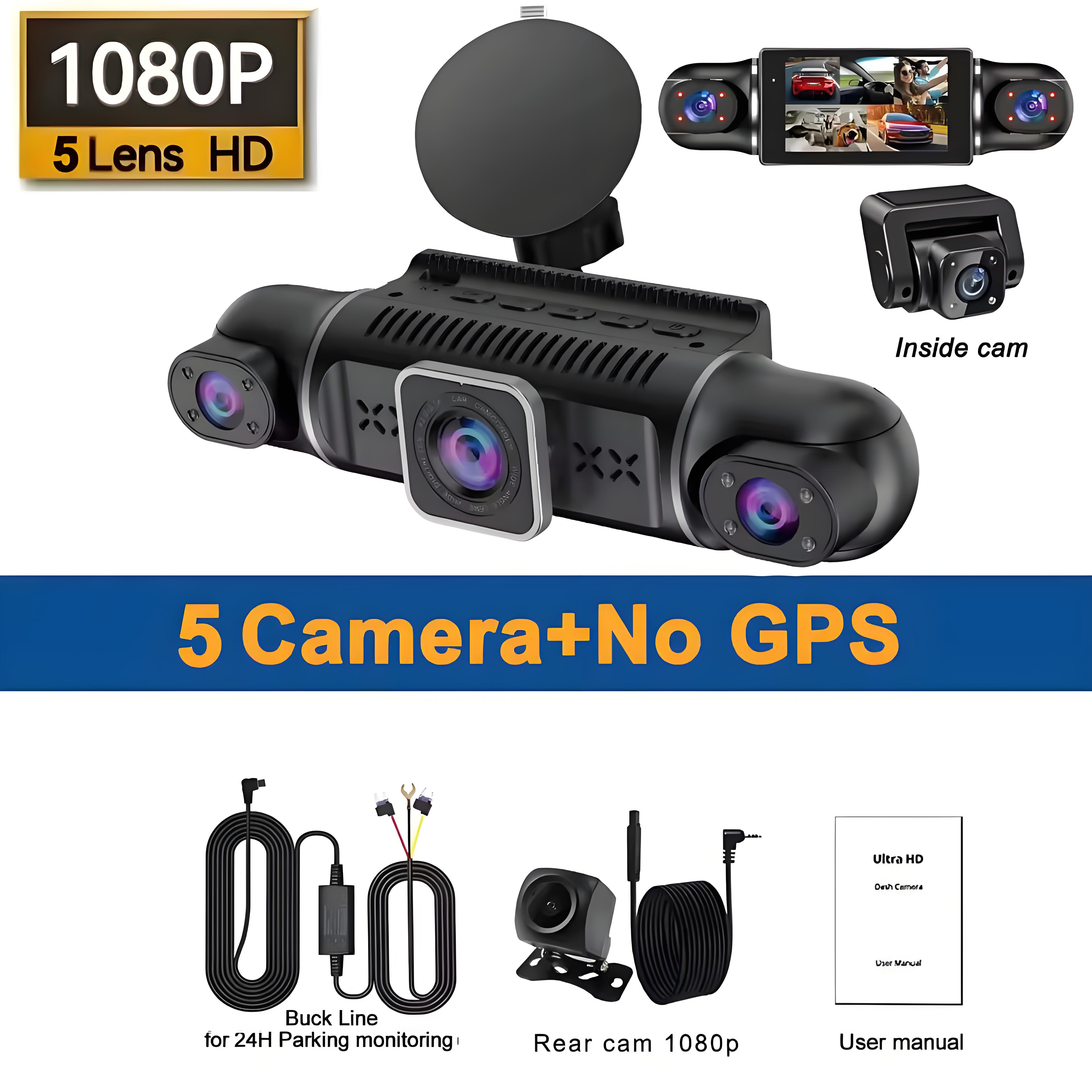 5 Channel Car DVR UHD 1080P 5-Lens Inside Vehicle Dash Cam 360° All Sides Car Camera Wifi Video Driving Registrator GPS Dash Cam