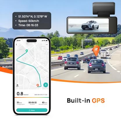 4K Dash Cam GPS WIFI APP 24H Night Vision Mini 2 Lens Dashcam Car Camera DVR Video Recorder Rear View Camera for Car Black Box