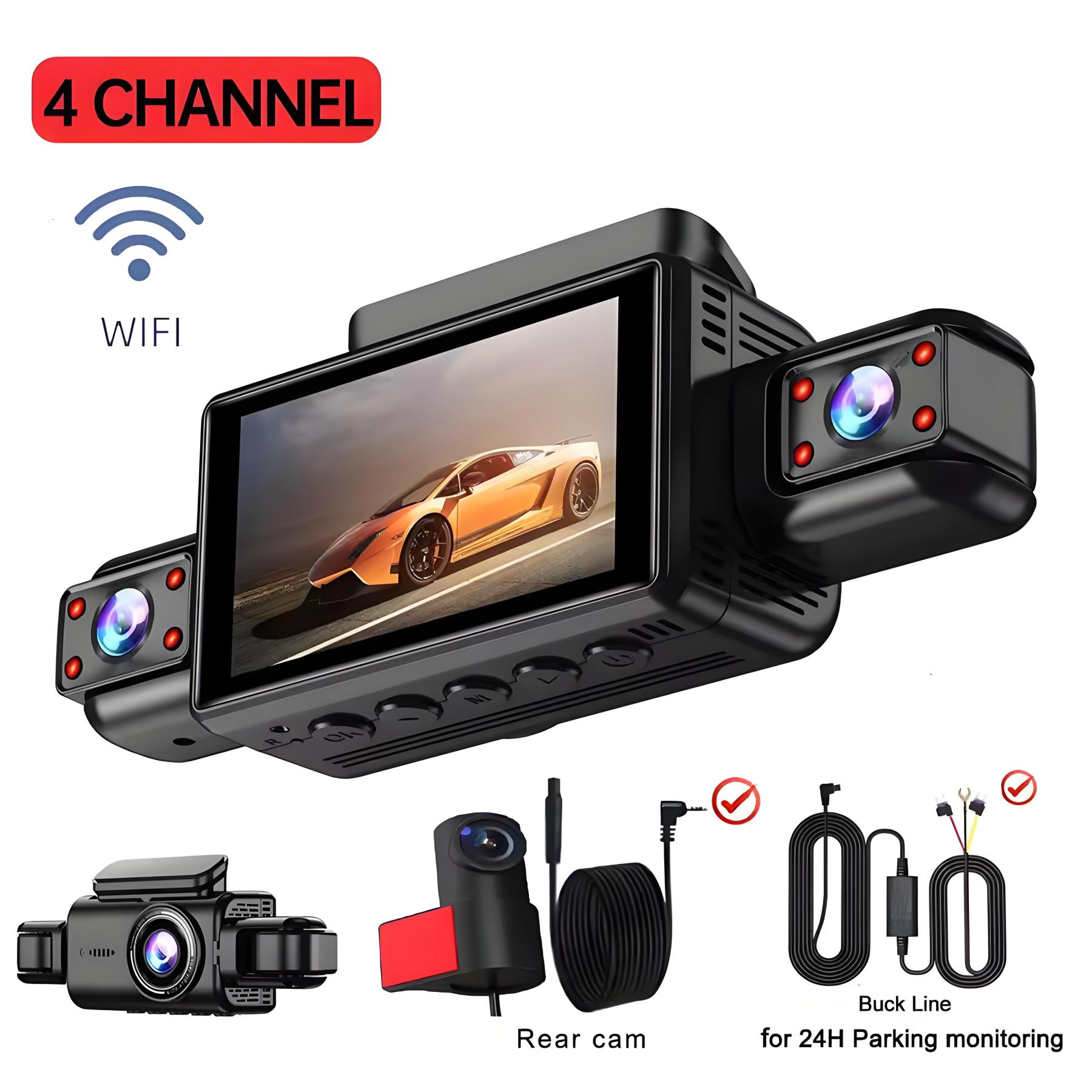 4CH Wifi Dash Cam 4*1080P Car DVR 360° All Sides Car Camera 4-Lens Dashcam 24H Parking Monitor Night Vision Auto Video Recorder