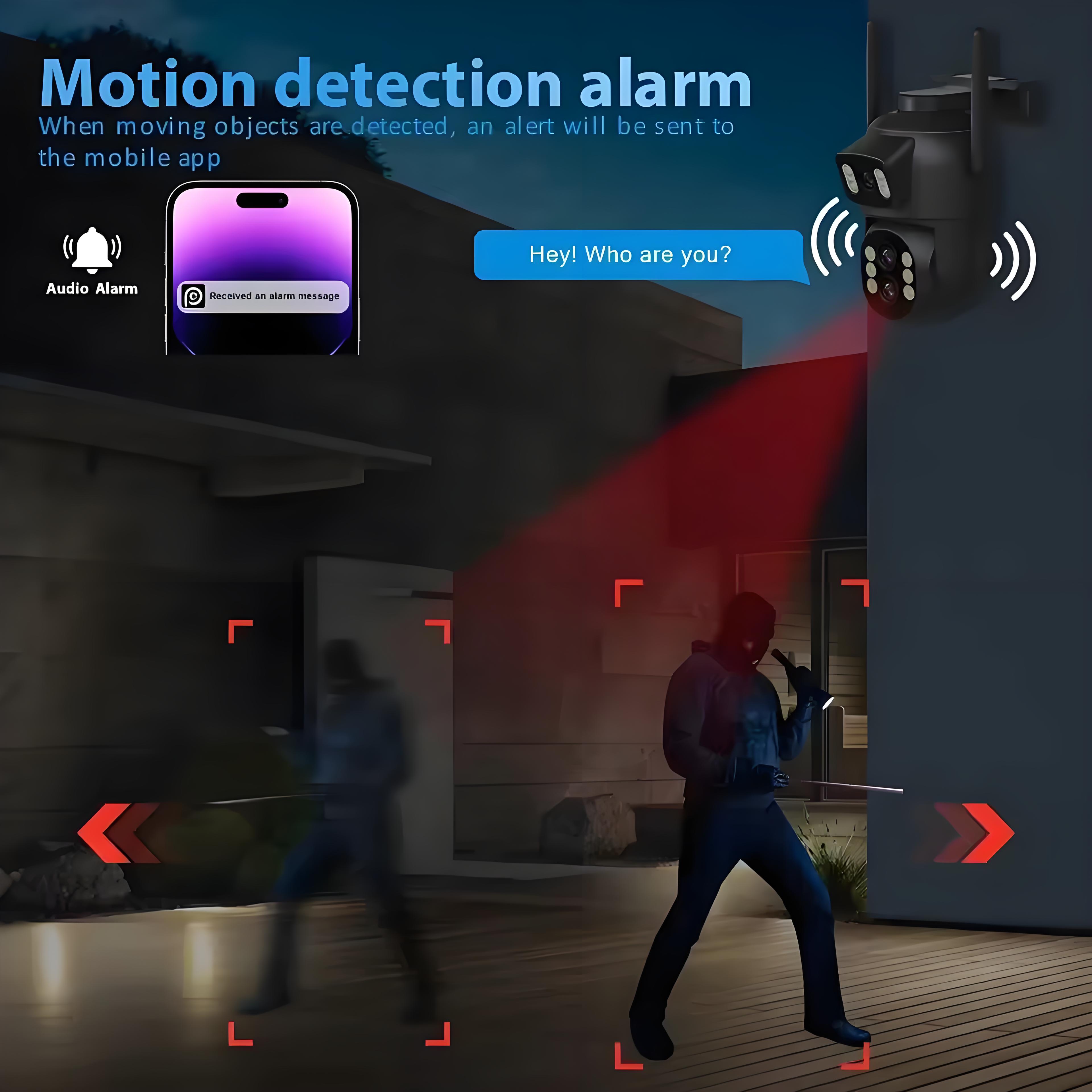 12MP Dual Lens WiFi Camera Outdoor 10x Zoom 4K Dual Screen PTZ Camera PIR Auto Tracking Security-protection Video Surveillance