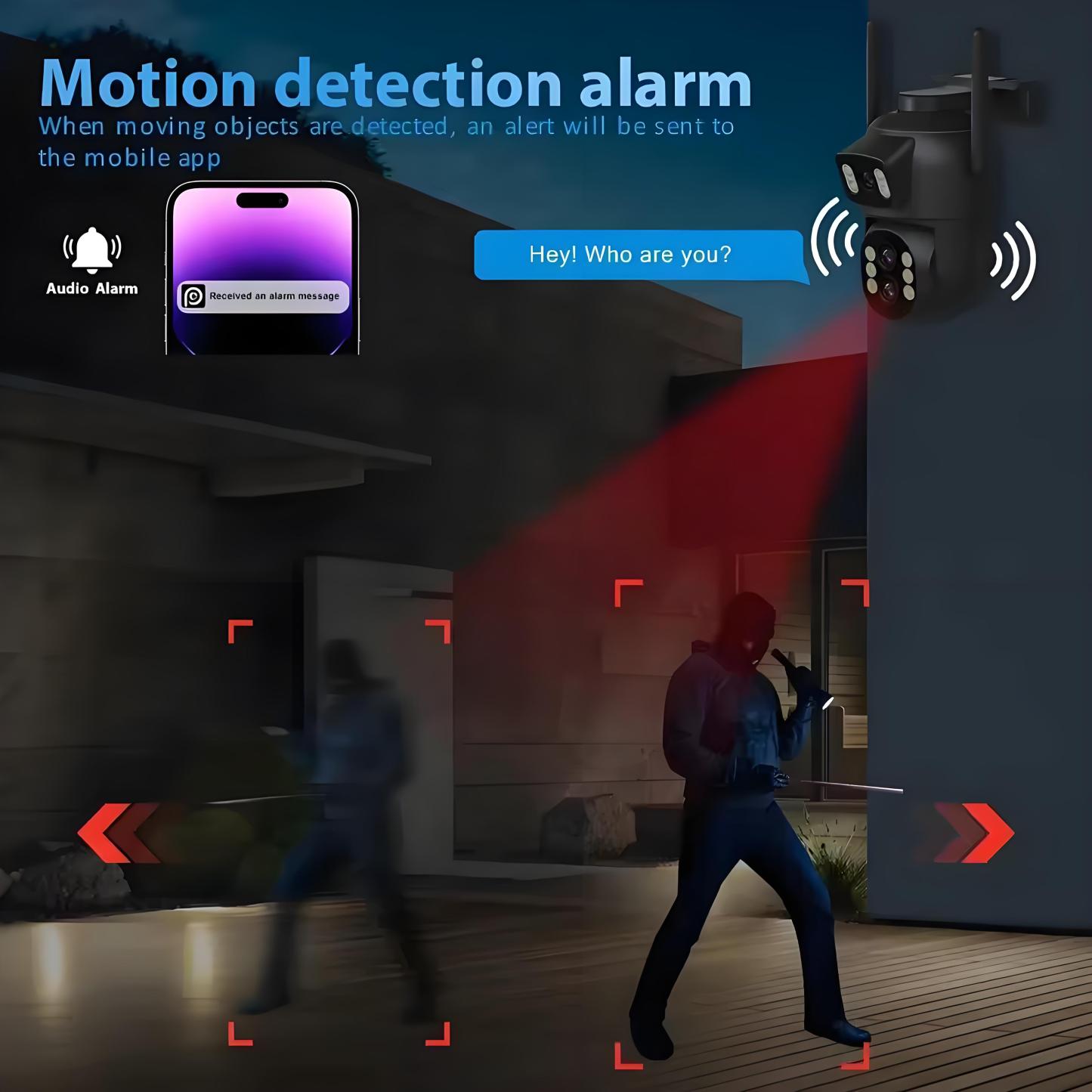 12MP Dual Lens WiFi Camera Outdoor 10x Zoom 4K Dual Screen PTZ Camera PIR Auto Tracking Security-protection Video Surveillance