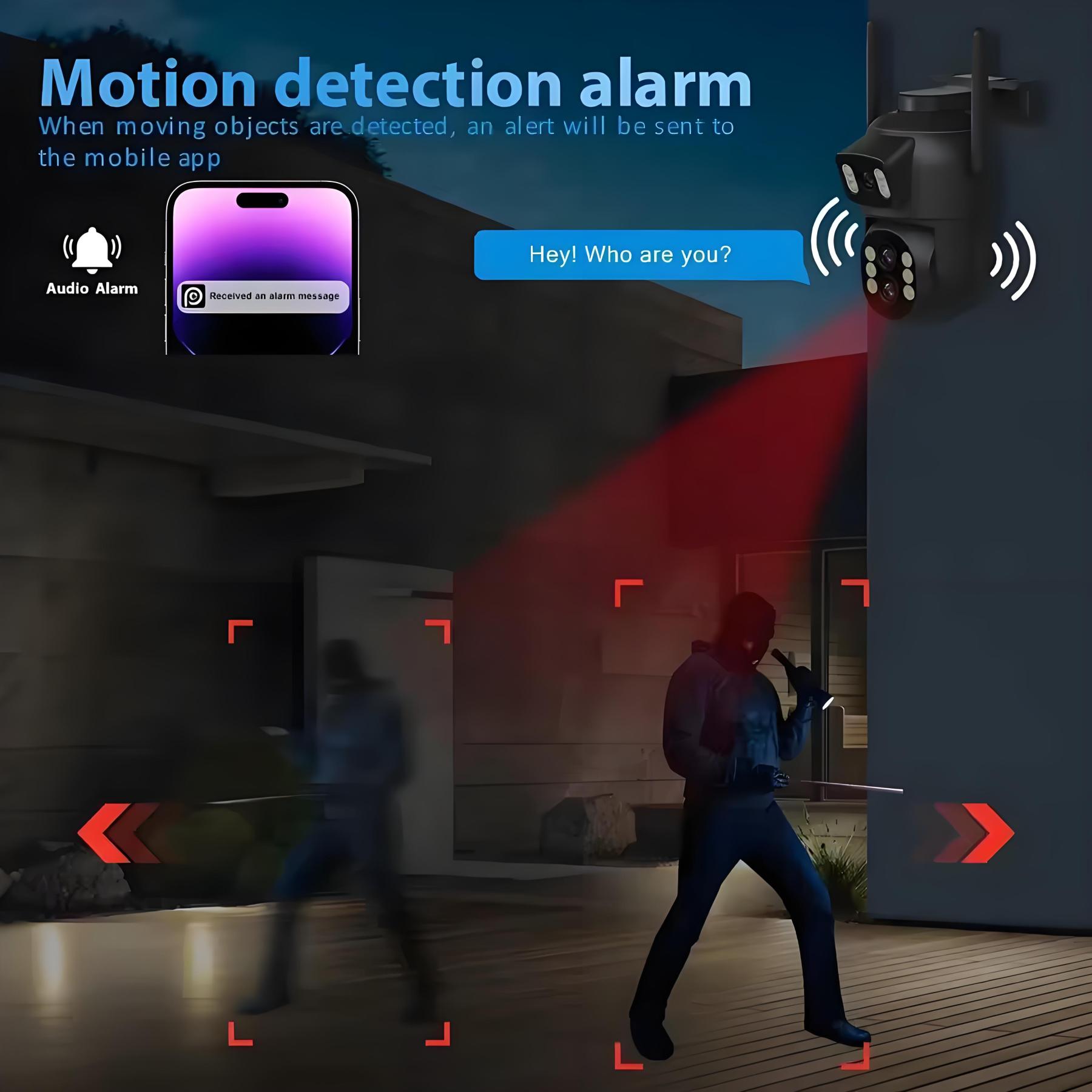 12MP Dual Lens WiFi Camera Outdoor 10x Zoom 4K Dual Screen PTZ Camera PIR Auto Tracking Security-protection Video Surveillance