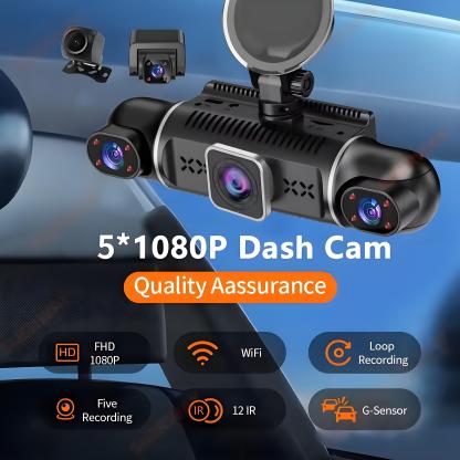 5 Channel Car DVR UHD 1080P 5-Lens Inside Vehicle Dash Cam 360° All Sides Car Camera Wifi Video Driving Registrator GPS Dash Cam