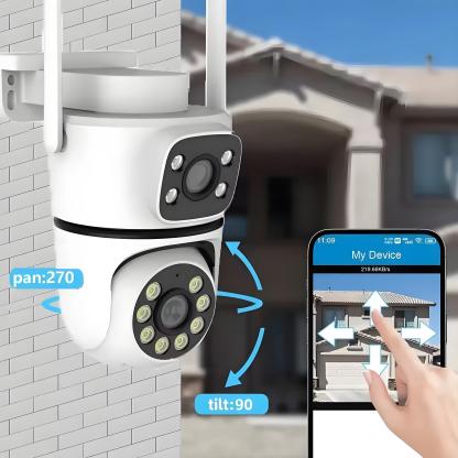 10MP Tuya Wifi PTZ Camera 4K Dual Lens Dual Screen Security Camera IR Human Detection Outdoor Wireless Surveillance 10X Zoom Cam