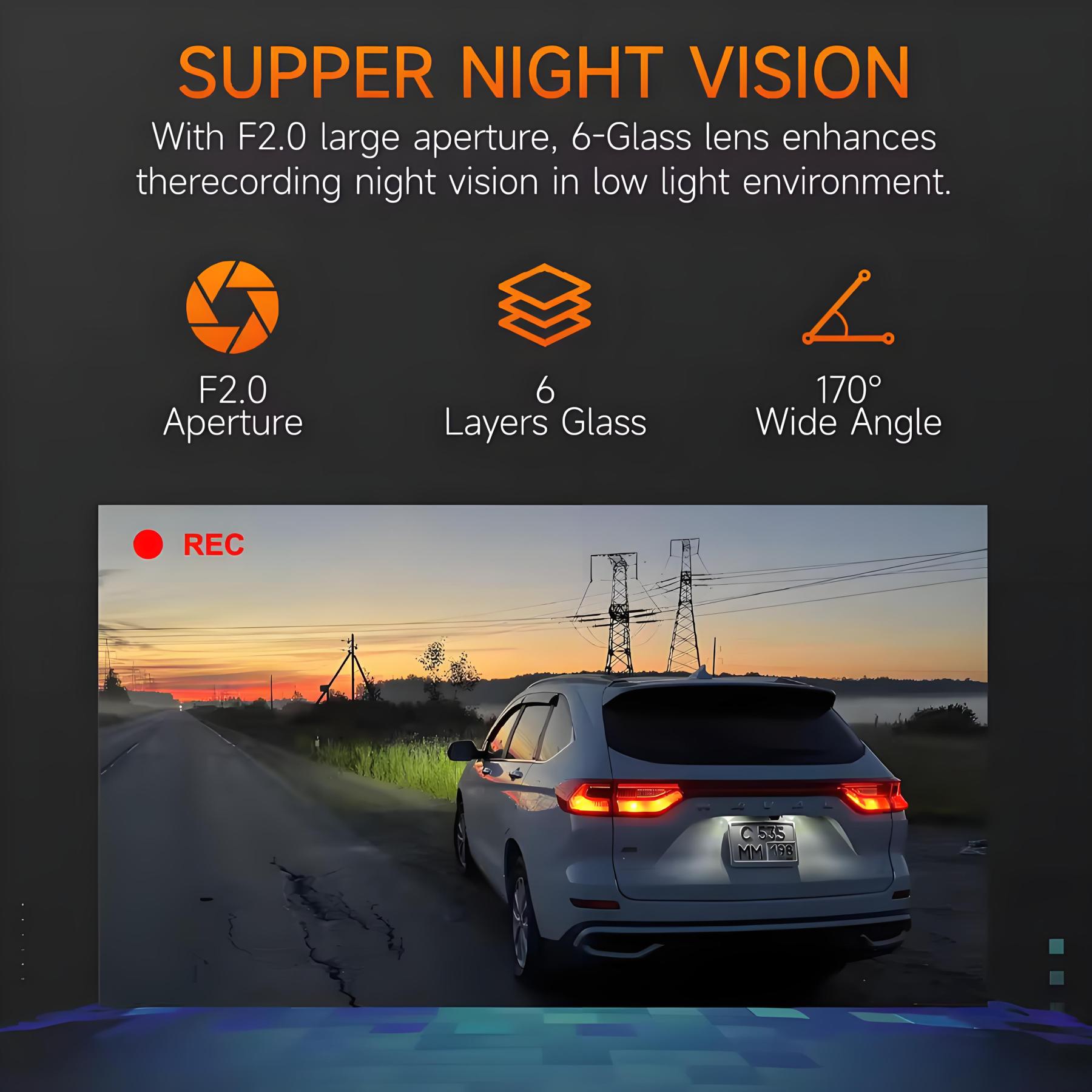 4K WIFI Dual Lens Dash Cam UHD Video Recording Car Camera DVR IR Night Vision Support GPS 24H Parking Wide Angle Car DVR Camera