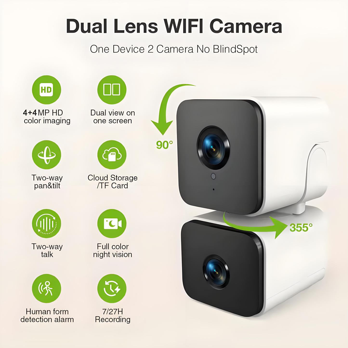 4K 8MP Tuya Dual Lens PTZ WIFI Camera Indoor HD Dual Screen Ai Human Auto Tracking Security Surveillance PIR Human Detection Cam