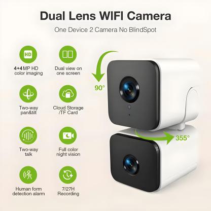4K 8MP Tuya Dual Lens PTZ WIFI Camera Indoor HD Dual Screen Ai Human Auto Tracking Security Surveillance PIR Human Detection Cam