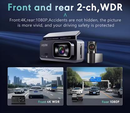 4K Dual Lens Car DVR GPS Dash Cam Front and Rear Car Camera HD 1080P Night Vision 24H Parking Monitoring Dashcam Video Recording