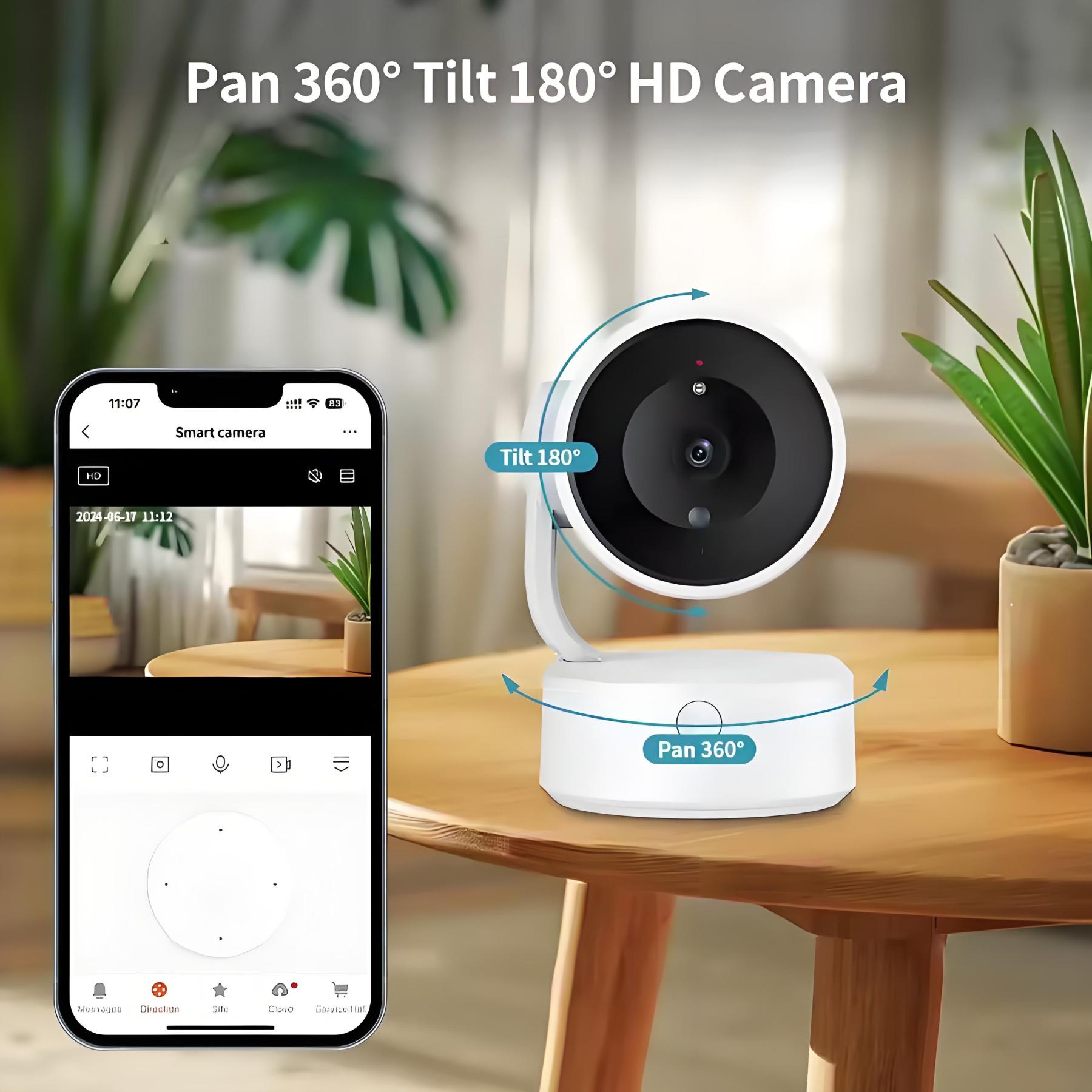 5MP WIFI Tuya Camera Two Way Talk Indoor Baby Monitor 4X Zoom PTZ 360° Surveillance Cameras Support Alexa Google Smart Life