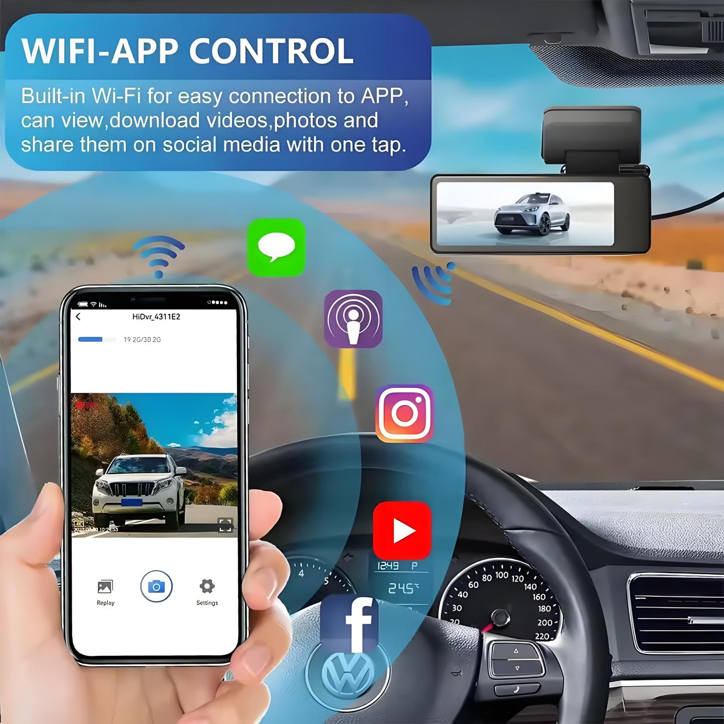 4K Dash Cam GPS WIFI APP 24H Night Vision Mini 2 Lens Dashcam Car Camera DVR Video Recorder Rear View Camera for Car Black Box