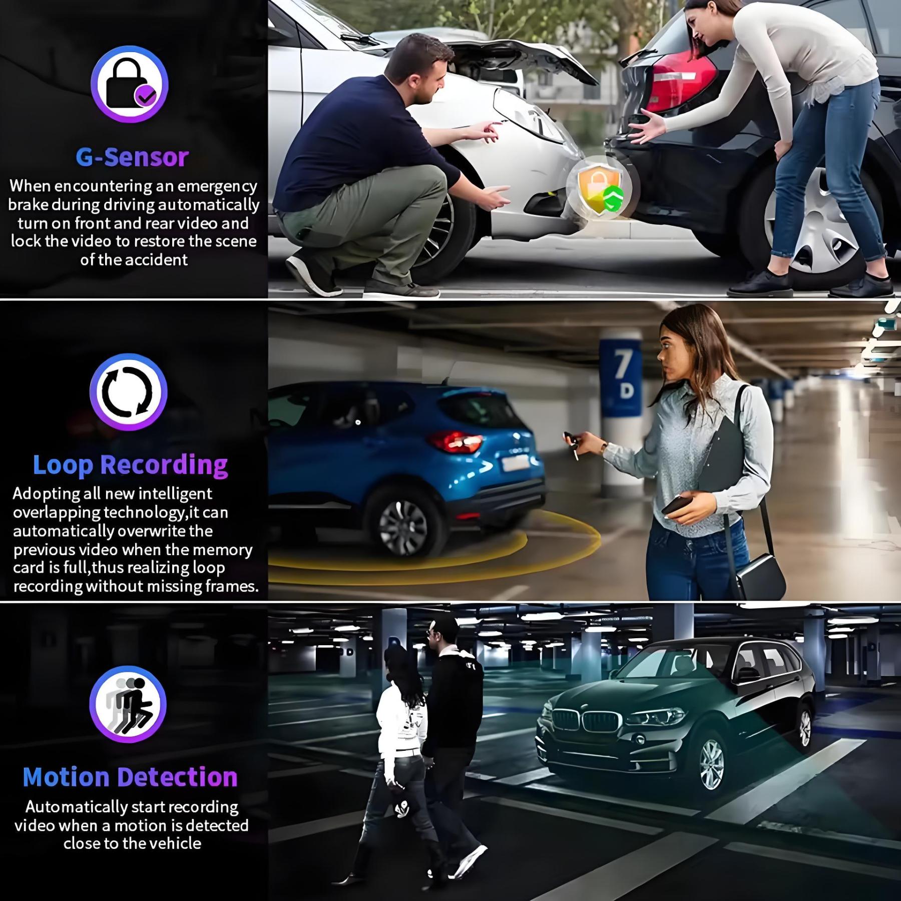 2K Dual Lens Dash Camera WiFi Car DVR HD1080p Dash Cam 24H Parking Monitor Night Vision Car Driving Video Recorder for All Cars