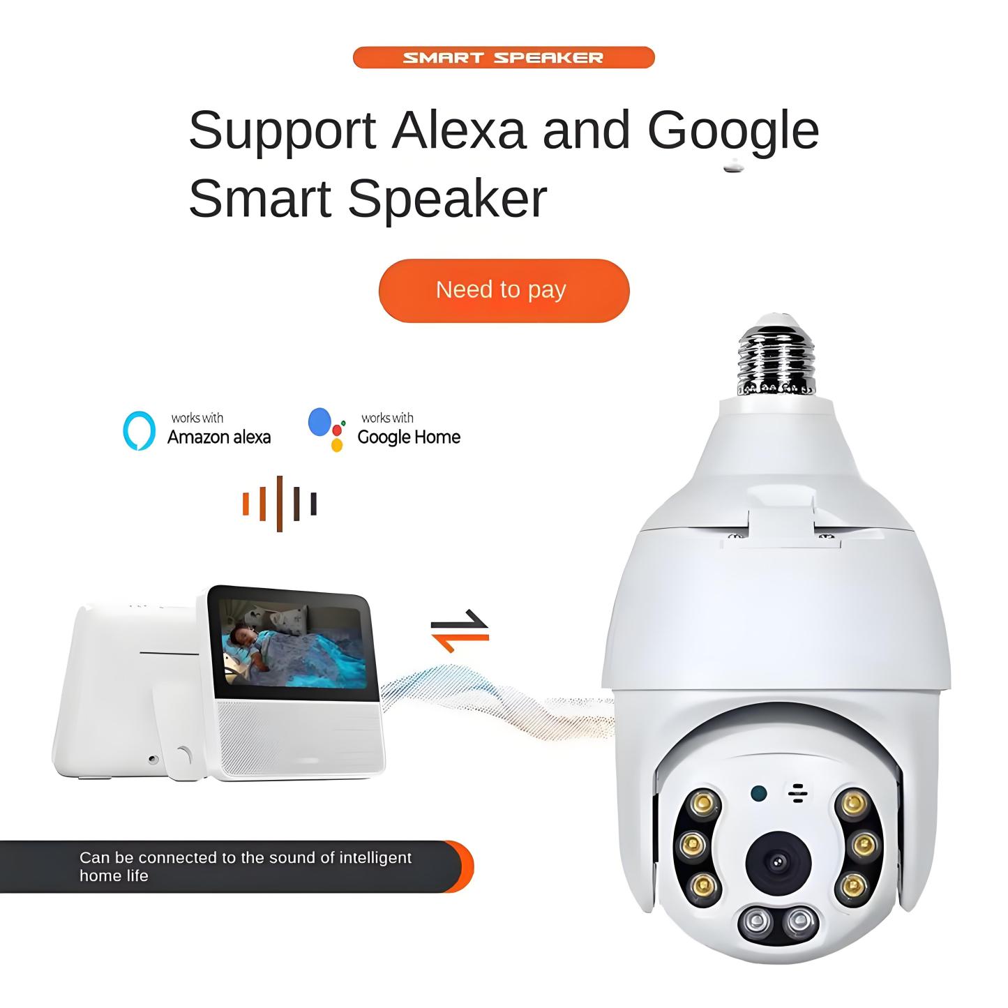 5MP Bulb Camera E27 WiFi Tuya Smart PTZ IP Security Camera CCTV Wireless Outdoor HD Video Surveillance Auto Tracking Monitoring