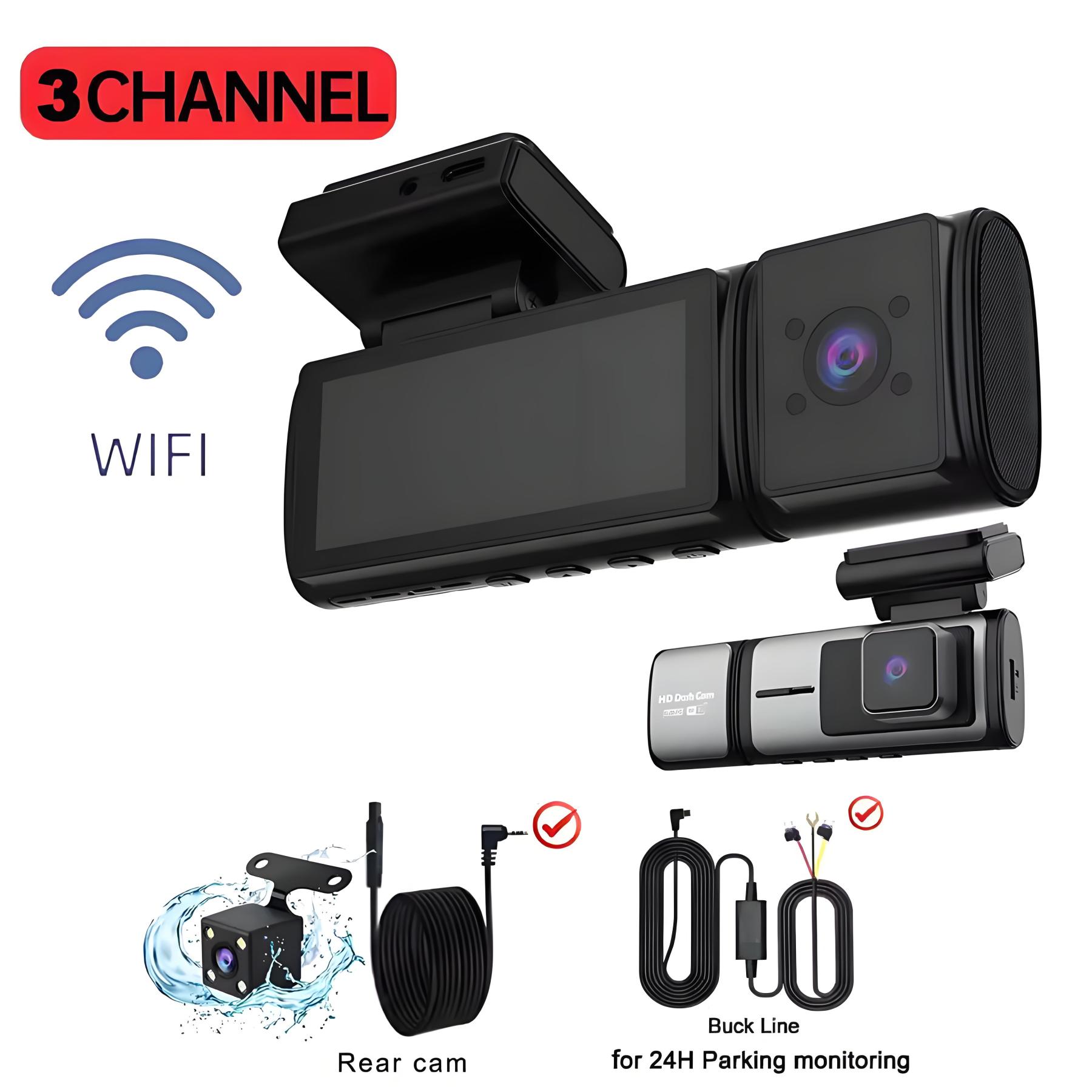 3 Channel Car DVR HD 1080P 3 Len Inside Vehicle GPS Dash Cam Three Way