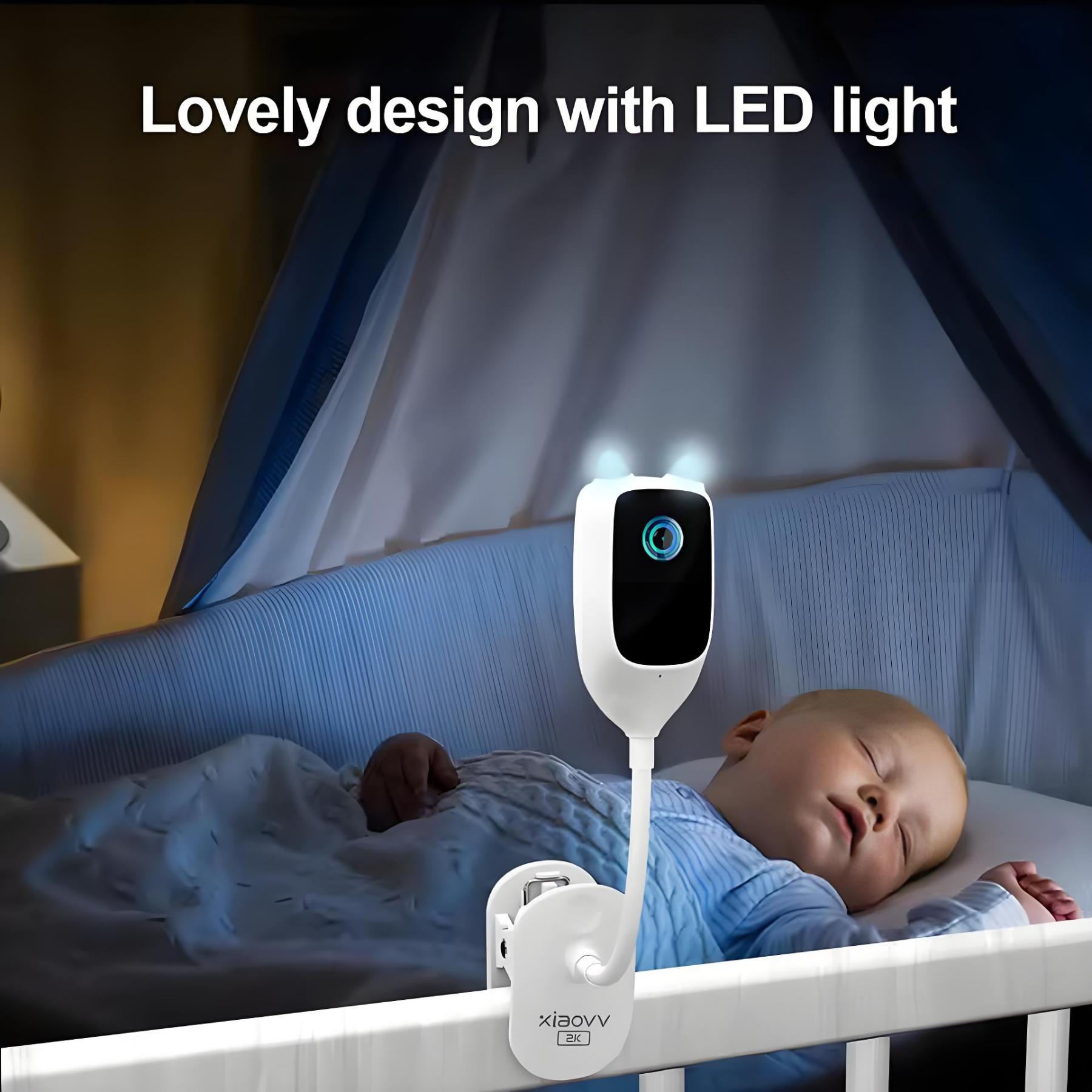 2K WiFi Baby Monitor Camera Indoor Crying Detection Baby Monitor with Holder Full-Color Night Vision 360° Rotation Video Camera