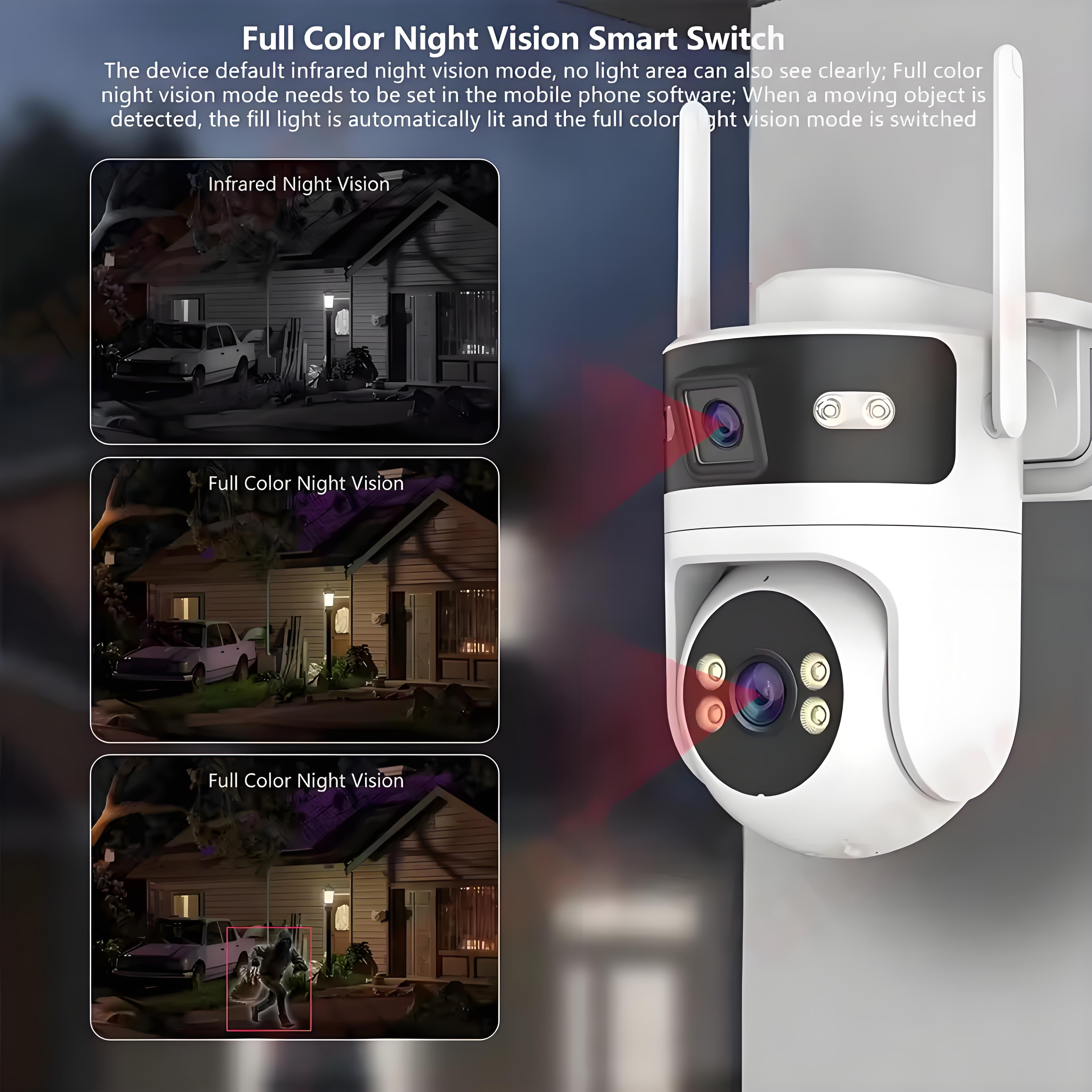 WiFi Outdoor Dual Lens Camera 4K 8MP Dual Screen PTZ Security Camera Motion Detection Auto Track CCTV Wireless Surveillance